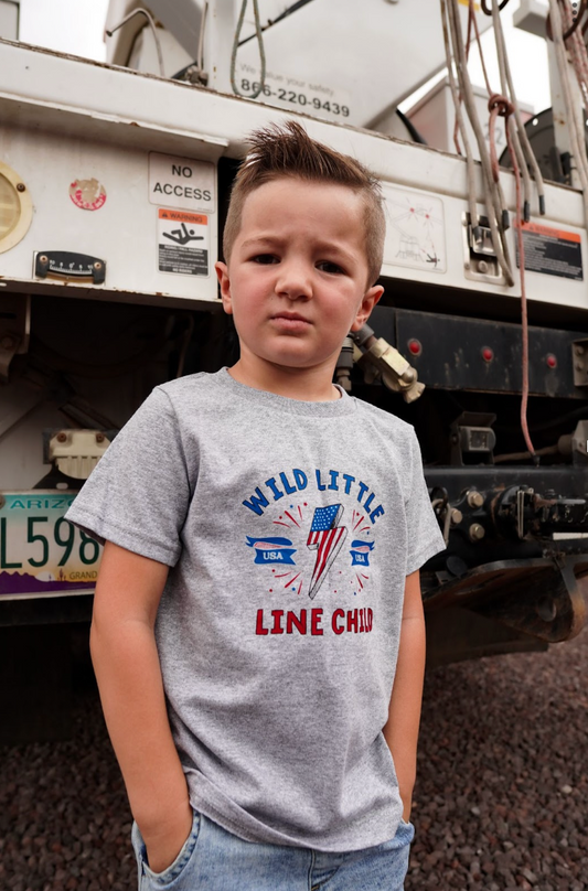 Kids Patriotic Wild Little Line Child